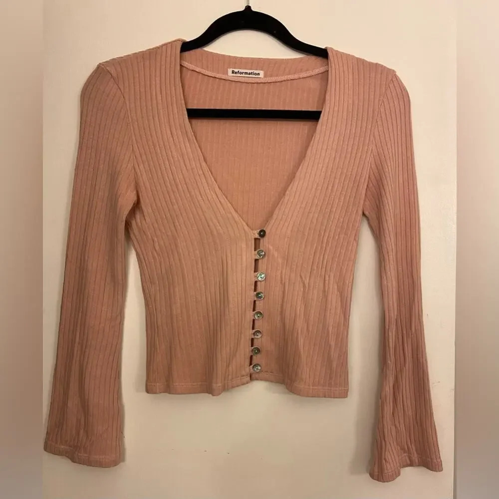 Reformation Pink Long Sleeve Top